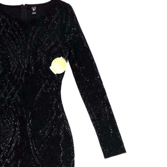 Windsor Round Neck Long Sleeve Studded Bodycon Mini Dress Womens Black Small NWT - Picture 6 of 16